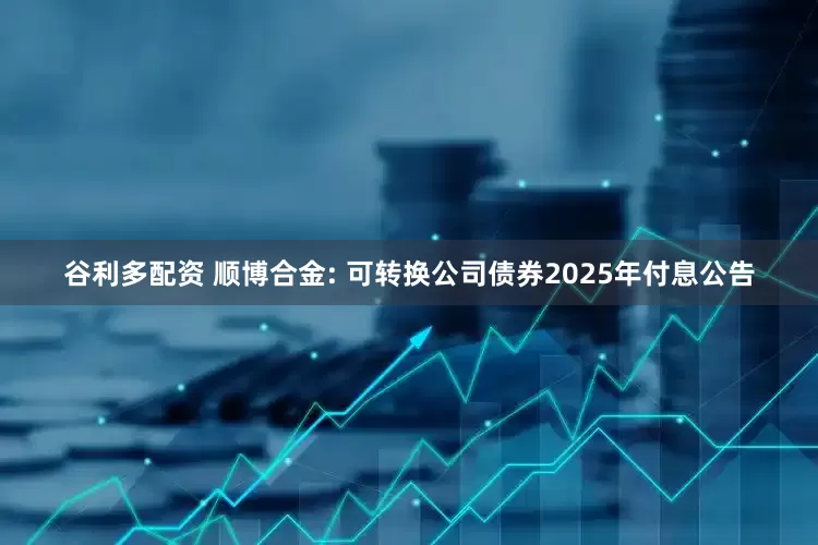 谷利多配资 顺博合金: 可转换公司债券2025年付息公告